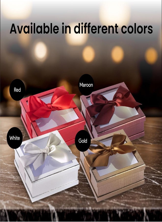 Hammont Clear Boxes for Gifts - Premium Clear Gift Box - Clear Cake Box - Gift Box with Window for Treats, Cupcakes & Baked Goods | 6"x6"x2" (Silver) - Image 5